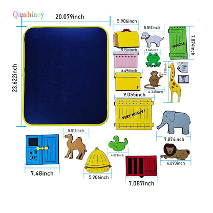 Qimihinoy Felt Story Board Set,Large Animals Felt Stroy Retelling Pieces for Toddlers,Preschool,Teachers, Speech, Therapy,Travel,Classroom (Dear Zoo (18pcs))