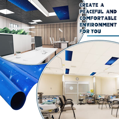Amylove 4 Pcs Fluorescent Ceiling Light Covers with Star and Night Pattern, Classroom, Dark Color
