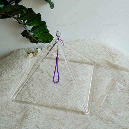 Siceeoly 12 inch Pyramid Quartz Crystal Singing Pyramid Handmade TransparentHealing Musical Instrument For Sound Healing Meditation With Crystal Singing Bowl Striker