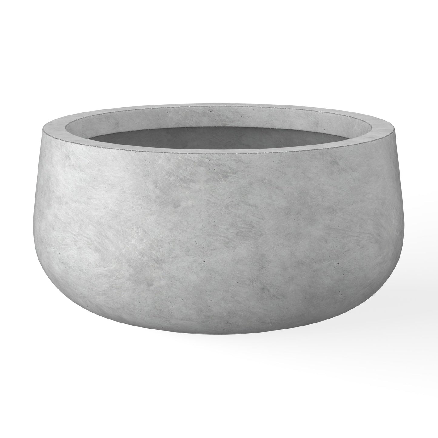 Kante 11.8" Dia Round Concrete Planter, Cement Plant Pots with Drainage Hole and Rubber Plug for Outdoor Indoor Garden Home, Modern Curvaceous Design, Natural Concrete