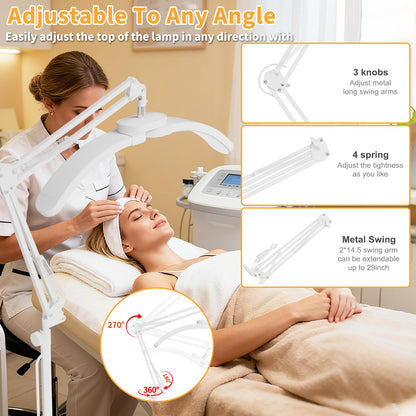 KALVISH 2-in-1 Lash Light - 2026 Upgraded Professional LED Half Moon Lamp for Eyelash Extensions, Tattoo, Nail Artists, Salon SPA, Adjustable Brightness & Color Temperature, Remote Control, White