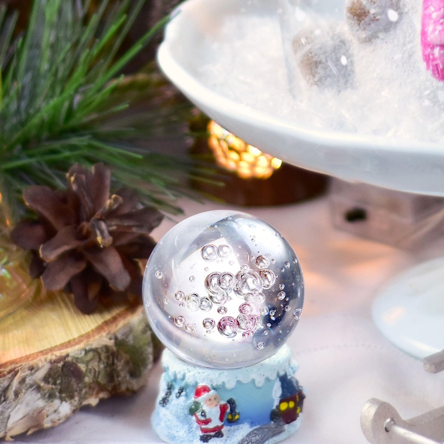 uxcell 50mm/2" Crystal Sphere Ball Ice Cracked Glass Solid Decorative Sphere Crystal Ball Prop Ornament for Feng Shui Divination Fortune Telling Tabletop Fountain Decoration, Clear