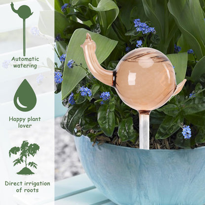 Chonsun Glass Plant Watering Globes 3PCS Plant Watering Devices Self Watering Planter Insert Automatic Plant Waterer Indoor Snail Decoration