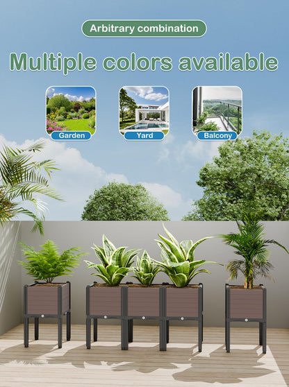 INSECT GENERAL Raised Garden Bed with Legs, Outdoor Planter Boxes & Rectangular Planter, Elevated Above Ground Garden Bed Plastic Flower Pot for Patio Yard, 23.62" × 11.81" × 22.44"