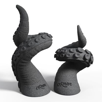 ORNAN Octopus Candlestick Holders True Natural Reclaimed Stone, Set of 2 Premium Reclaimed Stone Candlestick Holder for Wedding Dinning Party, Candle Stand for 3/4 inch Thick Candles Color Black