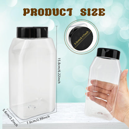 Conagel 32 Pack 16 oz Plastic Spice Jars with Cap Clear Empty Square Spice Bottle with Shaker Lids Large Empty Seasoning Containers for Storing Spice Salt Seasoning