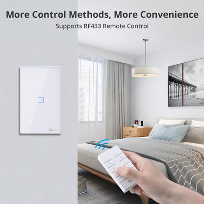 SONOFF Smart Light Switch, 2.4GHz WiFi Touch Smart Wall Switch for Lights, Works with Alexa and Google Home, Neutral Wire Required Interruptor Inteligente, 1 Gang 1 Way TX T2