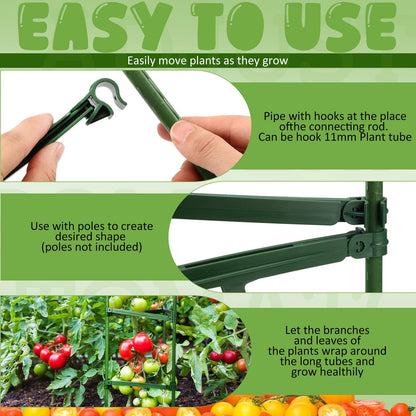 Threehoney 24 Pcs Garden Adjustable Stake Arms for Tomato Cage 10 to 14'' Plant Stake Connectors Expandable Trellis Climbing Rod Tomato Stick Supports for 11 mm Diameter Climbing Plants Vegetables