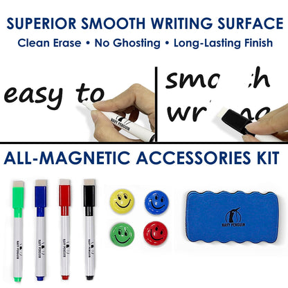 Whiteboard Set - 12 x 12 in Dry Erase Board with 1 Magnetic Dry Eraser, 4 Dry Wipe Markers and 4 Magnets - Small White Board Wall Hanging Marker Board for Home and Office (12x12)