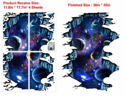 Quanhaigou Galaxy Wall Sticker,Space Wall Decal,Planet Wallpaper Decoration Decor