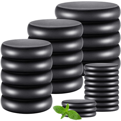 Patelai 30 Pcs Hot Stones for Massage, Basalt Hot Rocks Massage Rocks Kit Black Smooth Stones Set for Professional Home Spa Warming Relaxation and More, 4 Sizes