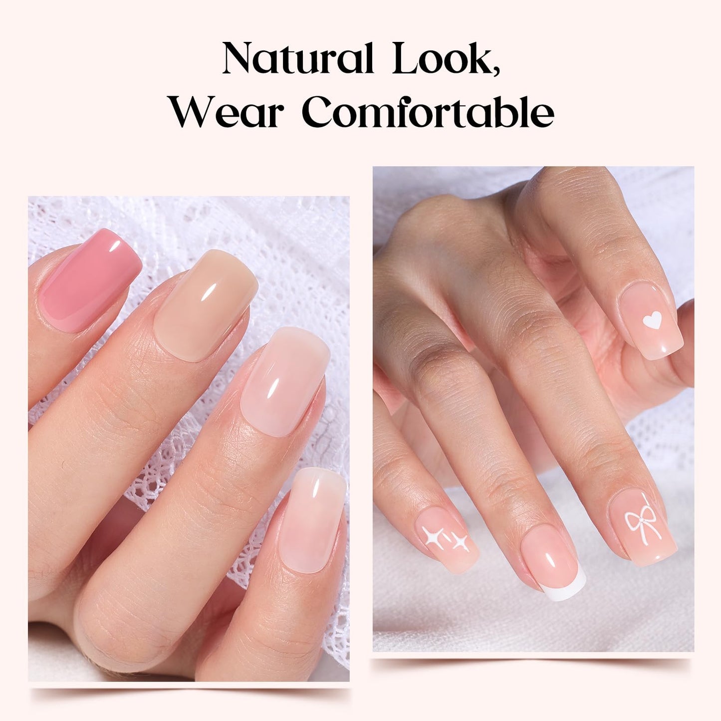 Beetles Press on Nails Kit 720Pcs 24 Colors, Press on Nails Short Almond Glossy Matte Glitter With Nail Glue & Nail Tabs Stickers, Natural Fit Lightweight Fake Nails Kit Art For Women Girls