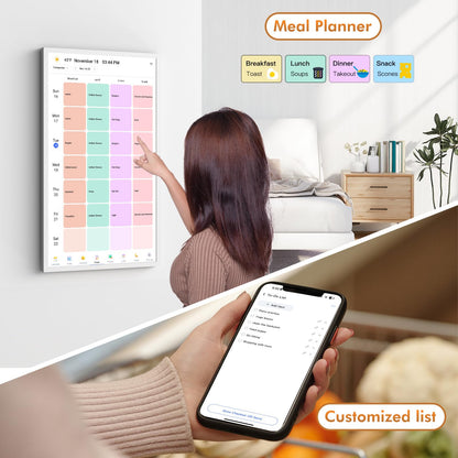 24" Smart Calendar Digital Chore-Chart-for-Planner - Touchscreen Display Electronic Calendar for Family Schedules, 32GB, Auto-Sync Google iCloud Outlook Calendars, Wall Mounted Household Organization