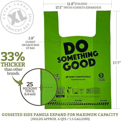 Doggy Do Good Poop Bags for Dogs (90 Ct), Easy Open Dog Poop Bags Single Roll, Certified Home Compostable