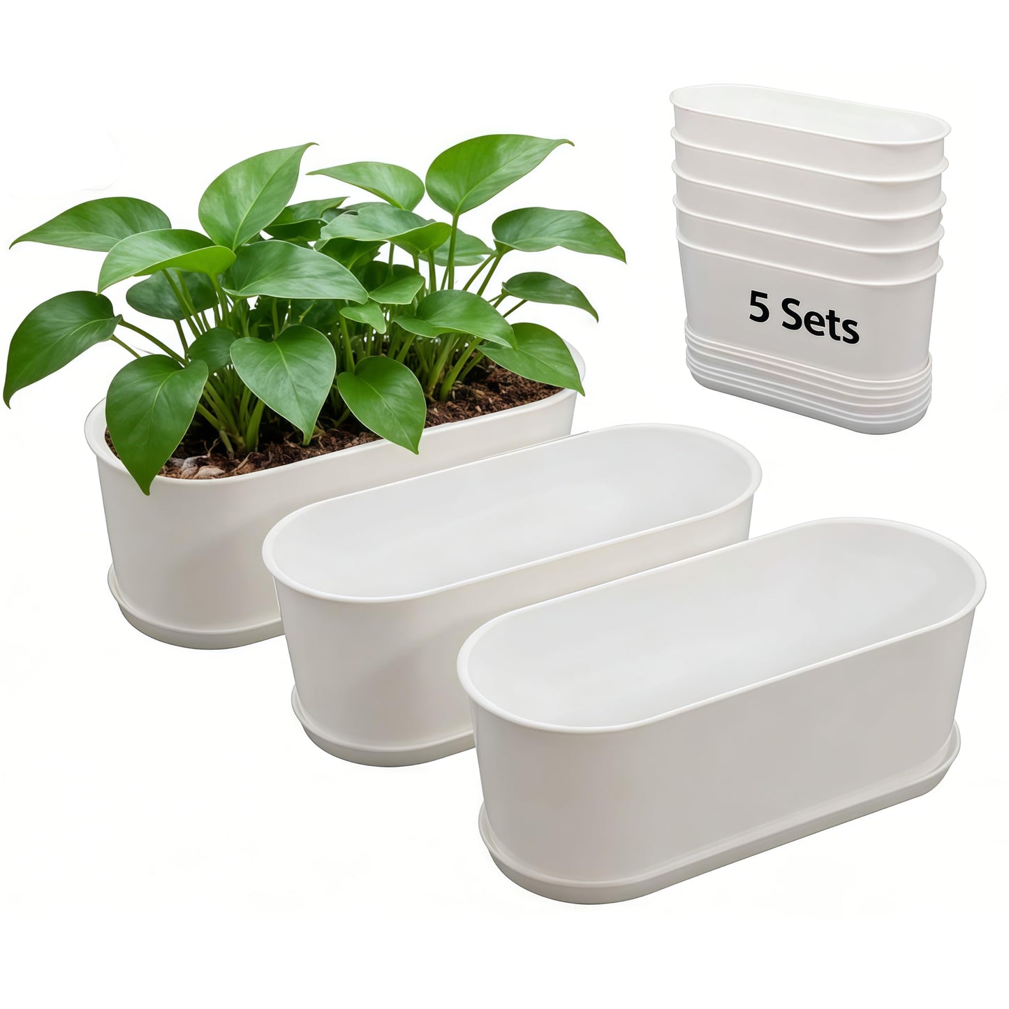 YANGYIXIN Rectangular Planter Box Versatile Window Planter for Small Plant Pots, Ideal Herb Planter Indoor Garden