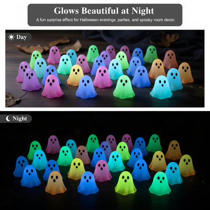 zmzdp 100pcs Halloween Mini Ghosts Figures, Luminous Mini Resin Ghost Figurines, to Hide Glow in The Dark Tiny Ghost Figures for Halloween Party Favors, Plant Pot Landscape, Fairy Garden Party Decor