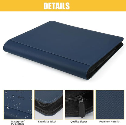 Toploader Binder, Holds 324 Toploaders, 9 Pocket Top Loader Binders with Sleeves for 3 x 4'' Toploaders, Double-Sided Pocket Top Loader Storage Binder, Trading Card Binder - Diamond Blue