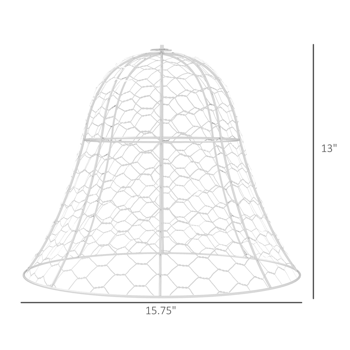 6-Pack Garden Chicken Wire Cloche, 16" x 13" – Metal Plant Protectors, Stackable Crop Cages, White, Animal Barrier for Outdoor Gardens