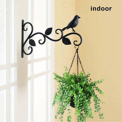 JIALAI HOME Hanging Plants Bracket 12" Bird Planter Outdoor Hooks Hangers for Flower Baskets Pot Bird Feeder Wind Chimes Lanterns Patio Garden Outdoor Indoor Metal Black, 4 Packs