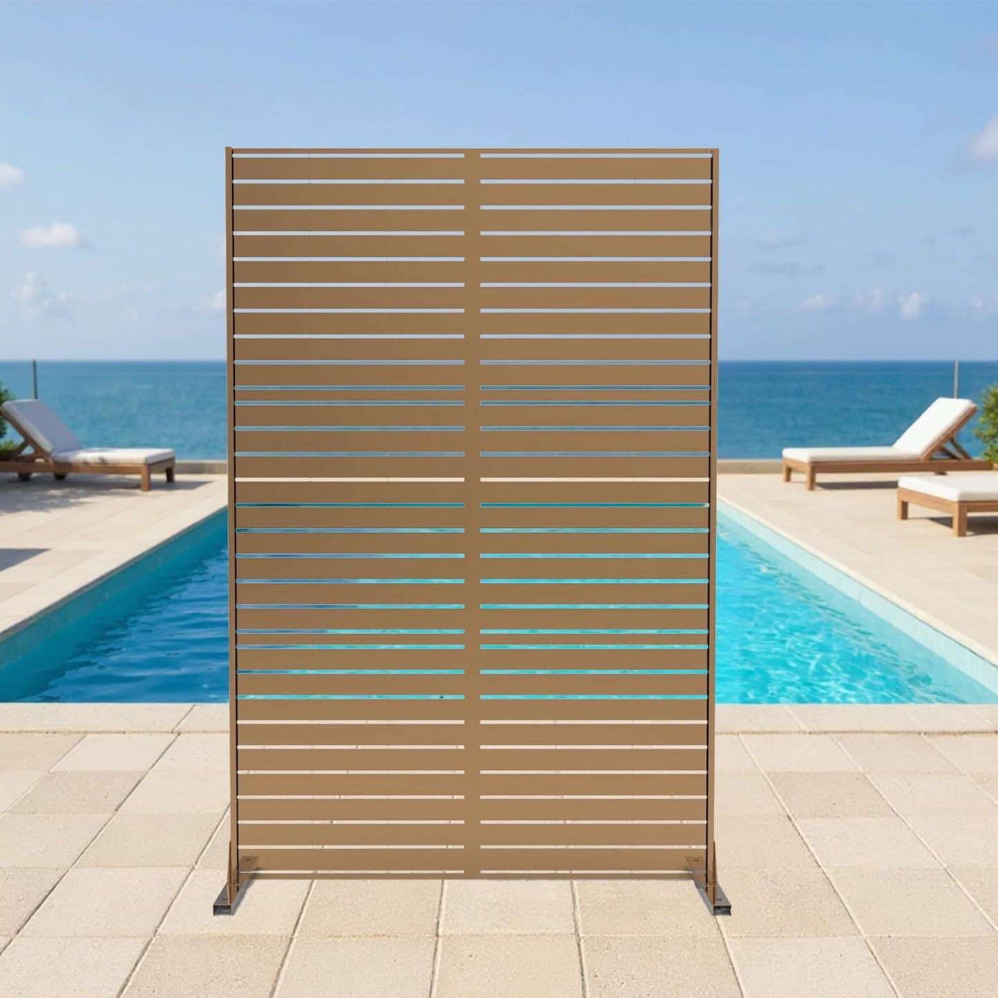 Garvee Metal Privacy Screen Outdoor, 72" h×47" w Balcony Patio Privacy Screen, Freestanding Privacy Fence, Decorative Panel, Patio Room Divider for Garden, Balcony, Deck