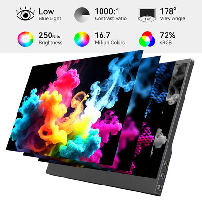 ZefcS 15.6 Inch Portable Monitor FHD 1080P IPS Display with USB C and HDMI Ultra Slim Travel Screen Extender for Laptop and Gaming