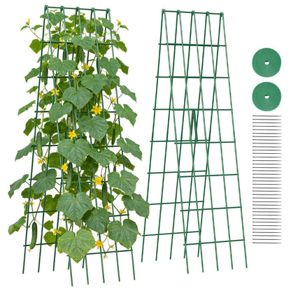Suteck A-Frame Cucumber Trellis 59.4" 2 Pack - Metal Garden Trellis for Cucumbers, Peas, Beans & Climbing Plants, Foldable Outdoor & Indoor Vegetable Support for Raised Beds, Patios & Backyard