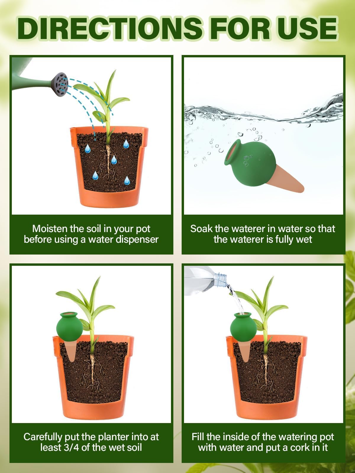 4Pcs Plant Watering Globes, Kalolary Hedgehog Shape Self Watering Spikes Terracotta Drip Water Stakes Irrigation Watering Bulbs for Pot, Indoor, Outdoor, Vacation (Bottle)