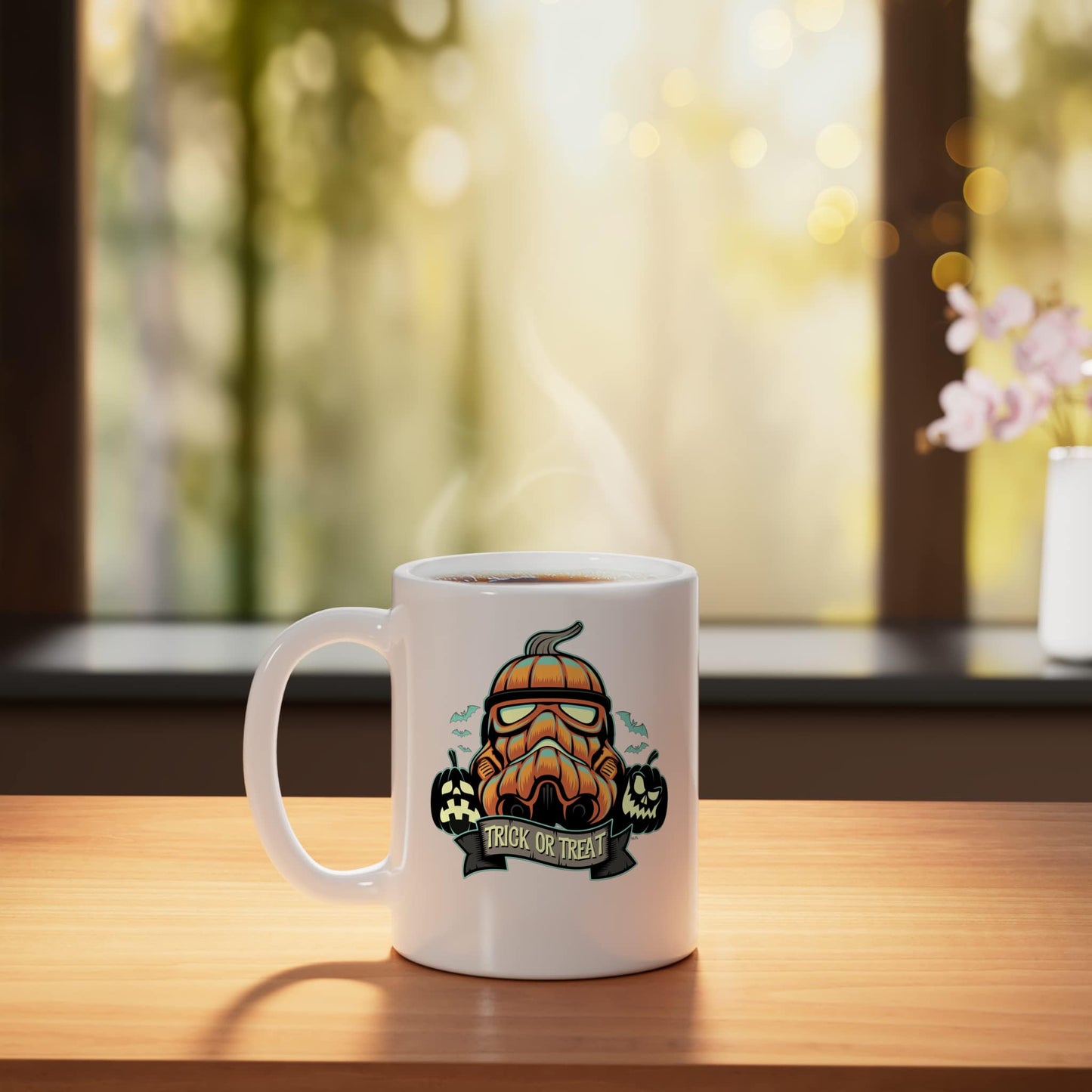 Star Wars Halloween Stormtrooper Jack o Lantern Pumpkin Ceramic Mug, White