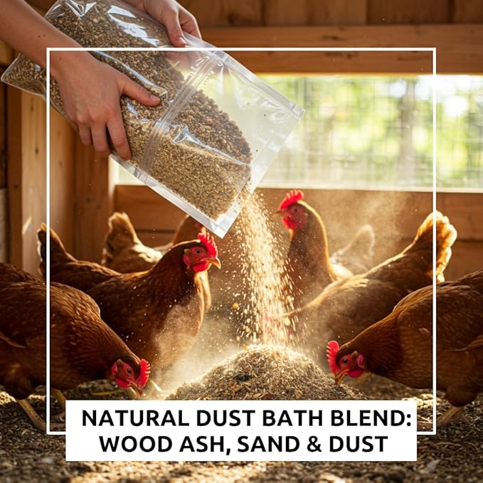 World’s Best Chicken Dust Bath – Natural Wood Ash, Sand & Fine Dust Blend – Safe for All Chickens (2 Pounds)