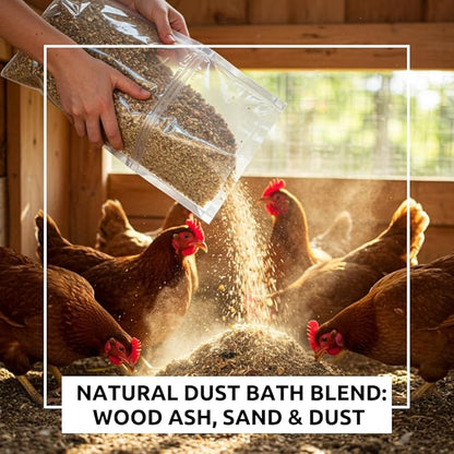 World’s Best Chicken Dust Bath – Natural Wood Ash, Sand & Fine Dust Blend – Safe for All Chickens (10 Pounds)