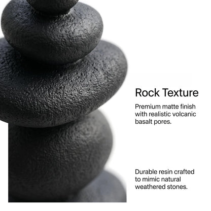 FUNTEREST Balancing Stacked Stones Statue, 14.5 Inch Zen Rock Cairn Sculpture, Black Resin Wabi Sabi Decor for Home Office Shelf Yoga Room, Mindfulness Gift for Yoga Lovers