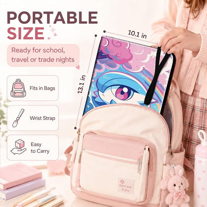 1008 Cute Card Binder 9 Pocket, 3-Ring Trading Card Binder with 56 Page Removable Sleeves, High Storage Waterproof Trading Card Holder Collection Card Album Organizer Case for TCG Cards - Blue