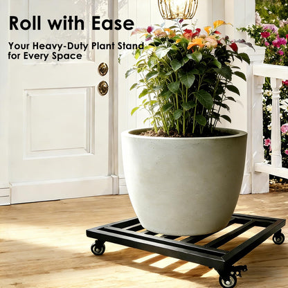 Hongsane 22" Plant Caddy with Wheels Heavy Duty,600Lbs Large Metal Plant Dolly,Rolling Square Plant Stand with Industrial Casters,Rust-Proof Plant Rollers for Large Planters,Pots,1 Pack