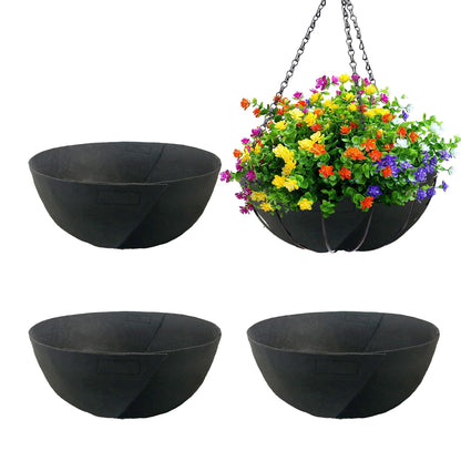 Sumloty 4 Pack 16 Inch Fabric Planter Basket Liner- Felt Flower Pot Liners Replacement Coco Fiber Liner for Hanging Basket Flowers Round Hanging Basket Liners Prevent Birds from Nesting