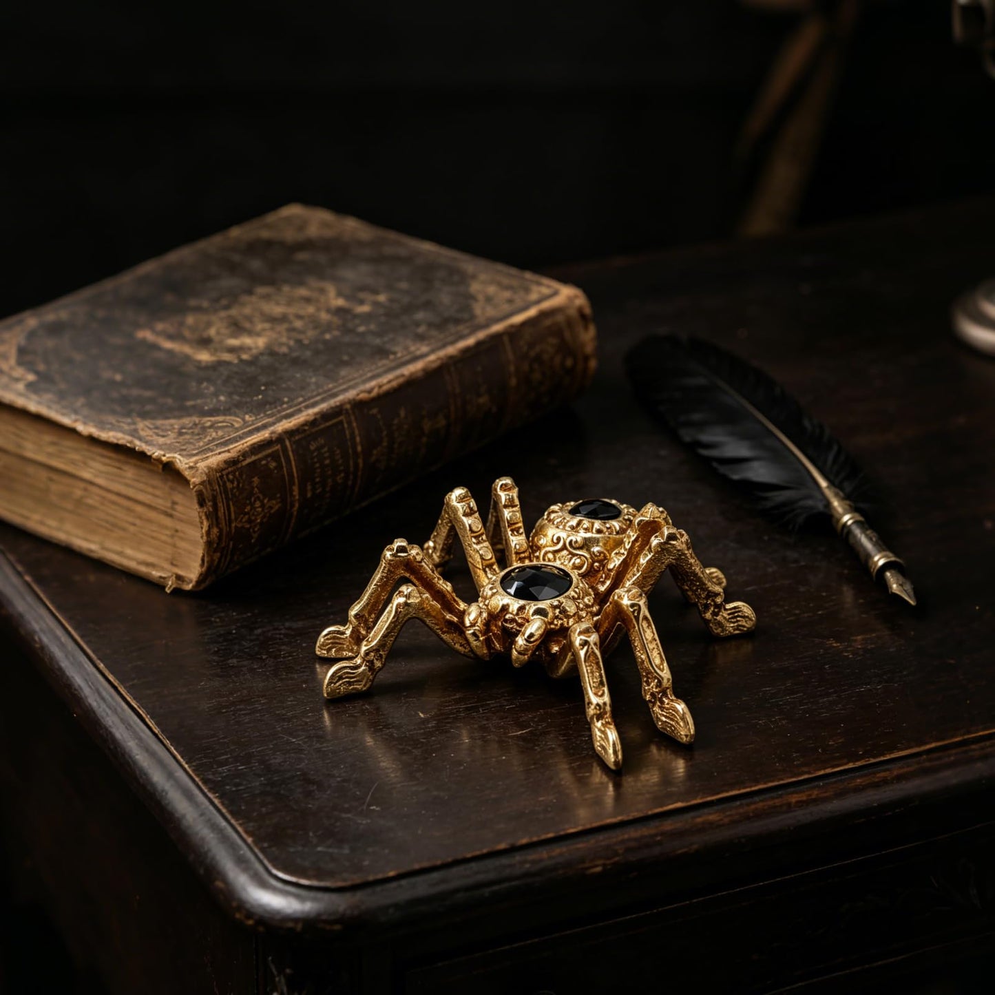 Guichifun Spider Wall Decor Collectible Figurines - Resin Gothic Hanging Sculpture Black Gem for Halloween Decoration Spooky Wall Art Living Room Bedroom Bar Gothic Accent Gifts 6 X 6 X 1.8 Inch