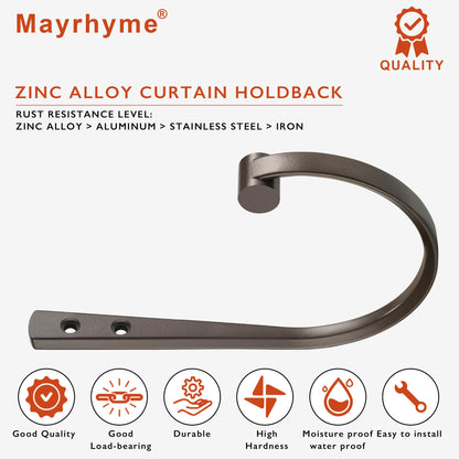 Mayrhyme Curtain Holdbacks 2Pcs,Dark Bronze Barrel Zinc Alloy Curtain Tiebacks,Wall Mounted Curtain Holders for Drapes.
