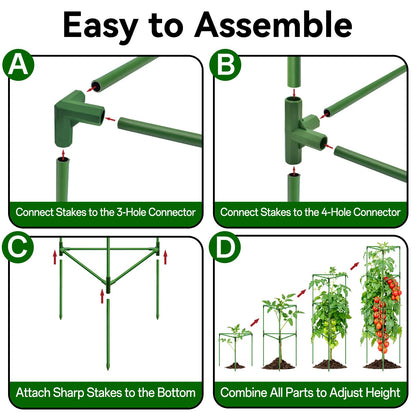 Halatool 57 Inch Tall Tomato Cages, 2 Pack Heavy Duty Metal Plant Supports Stakes for Garden, Adjustable Foldable Steel Trellis for Climbing Plants Cucumbers Peppers Cherry Flowers Vegetables Fruits