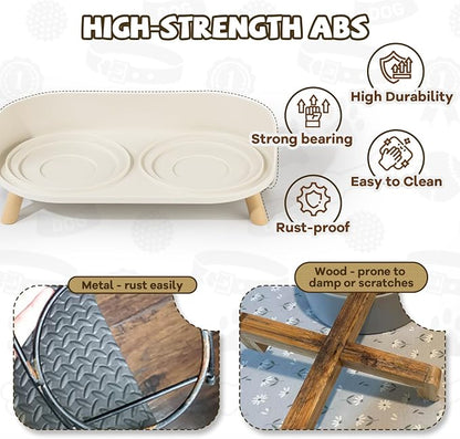 Raised Dog Feeder Bowl Stand - Elevated Dining Table for Small and Medium Dogs and Cats - Fits Food and Water Dish up to 6" Diameter - Milky White (Bowls Not Included)