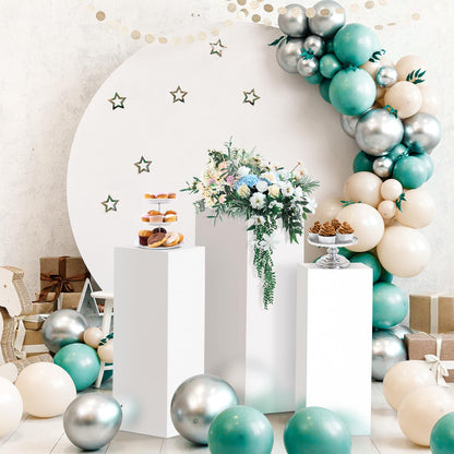 Baotree 3Pcs Square Pedestal Stands for Party, Metal Display Plinth Pillars for Wedding Ceremony Birthday Party Art Decor--23.6*9.4''(L), 21.7*8.3''(M), 19.7*7.1''(S)