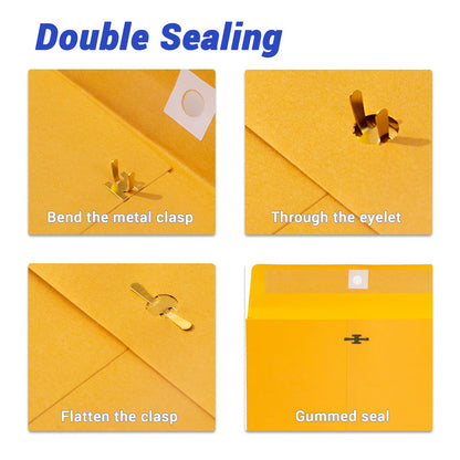 6x9 Expanding Clasp Manilla Envelopes with Gummed Seal 25 Pack, Goefun Heavy Duty 180 GSM Kraft, Resuable Small Manila Envelopes for Filing, Storage & Mailing