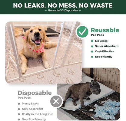 FXW Washable Pee Pads for Dogs, Puppy Pads with Super Absorbent, Specifically Designed for FXW Rollick/Homeplus 24inch 8 Panels Dog Playpen, 39" x 85" Rectangle, Khaki, 1 Pack