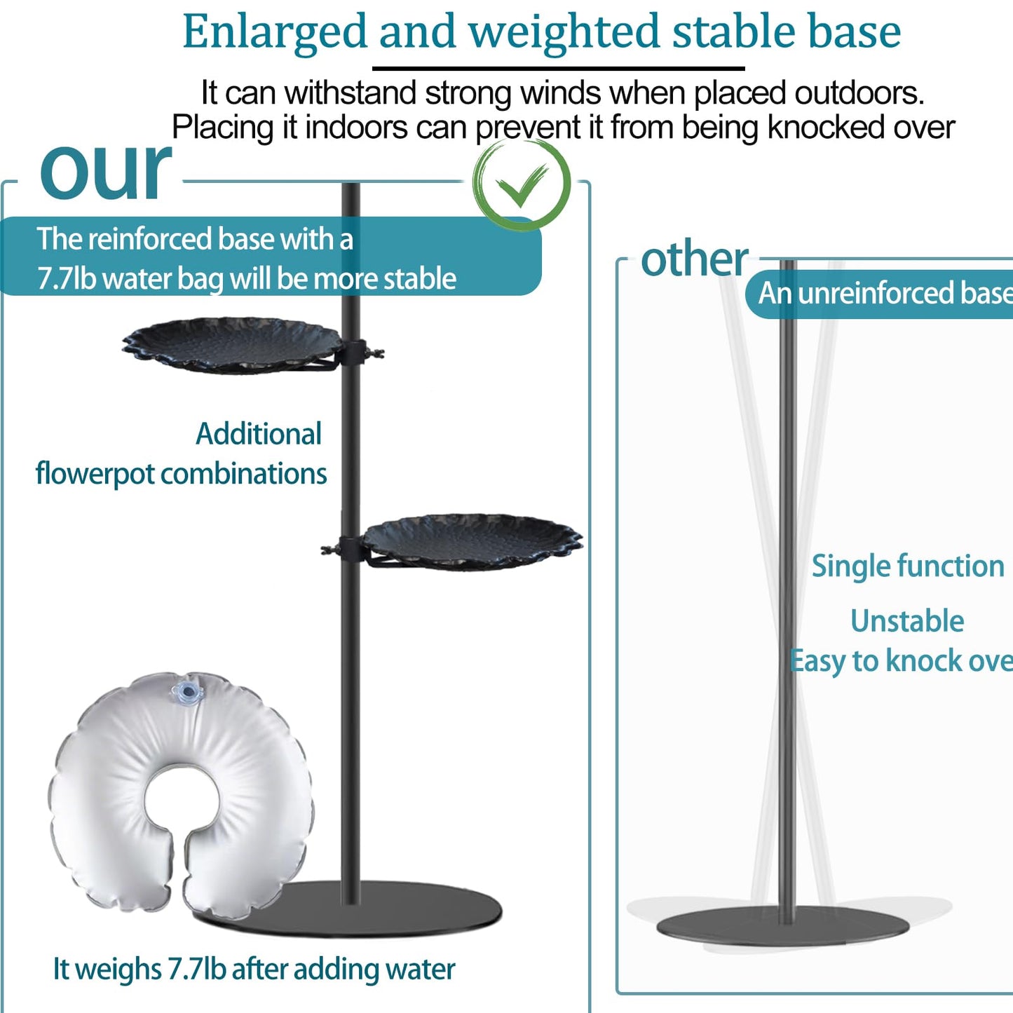 Upgraded 74" Shepherd's Hook for Bird Feeder，Floor Hanging Plant，Wind Chime Stand, Waterproof Metal & Adjustable-Height Standing Pole Holder for Lantern and Wreath, Indoor & Outdoor（2 Placement Racks)