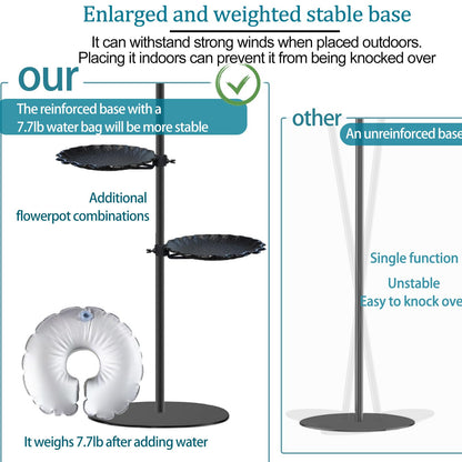 Upgraded 74" Shepherd's Hook for Bird Feeder，Floor Hanging Plant，Wind Chime Stand, Waterproof Metal & Adjustable-Height Standing Pole Holder for Lantern and Wreath, Indoor & Outdoor（2 Placement Racks)