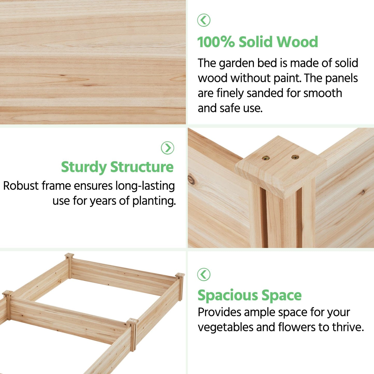 Yaheetech 8×4ft Wooden Horticulture Raised Garden Bed Divisible Elevated Planting Planter Box for Flowers/Vegetables/Herbs in Backyard/Patio Outdoor, Natural Wood, 93 x 48 x 10in