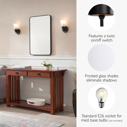 Design House Village Traditional 1-Light Indoor Dimmable Wall Sconce, Frosted Flute Glass, Twist On/Off Switch, Bathroom Bedroom Hallway, Oil-Rubbed Bronze, 8.25 in H x 5.1 in W, Uses 60W Bulb, 505115