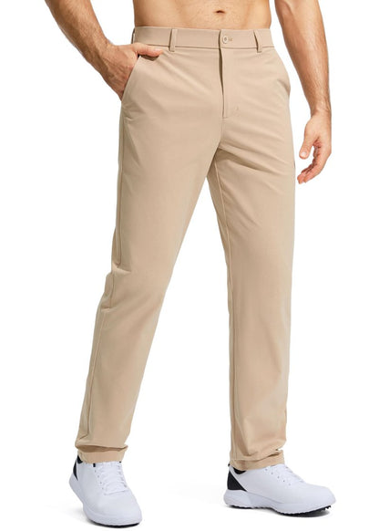 Pudolla Men's Golf Pants Mens Dress Slacks Pants Stretch Work Comfy Pants 34 Quick Dry Casual Trousers with Pockets(Khaki 36Wx34L)