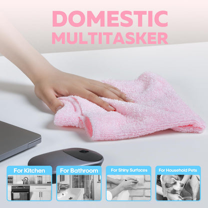 Fantasticlean XL Tear-Away Microfiber Cleaning Cloth Roll, 16'' by 16''- 36 Sheets, Thick & Large Detailing Towels, Ultra Absorbent, Lint-Free Reusable Wipes for All-Around Cleaning (Glossy Pink)