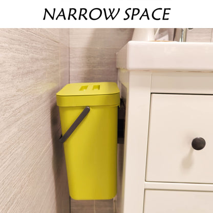 stonespace Small Trash Can with Lid，Mountable Indoor Compost Bucket, Hanging Trash Can with Lid for Cupboard/Bathroom/Bedroom/Office/Camping, 3.2 Gallon/12L Green