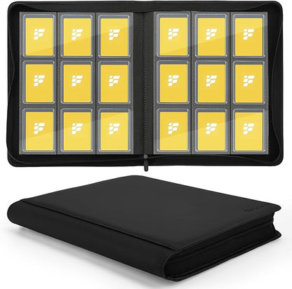 Top Loader Binder for Cards (Clear Window), Holds 288 Cards in 3"x4" Toploaders, Trading Card Binder 9 Pocket for TCG, MTG, YGO, Game Cards, Sports Cards(Black 1)