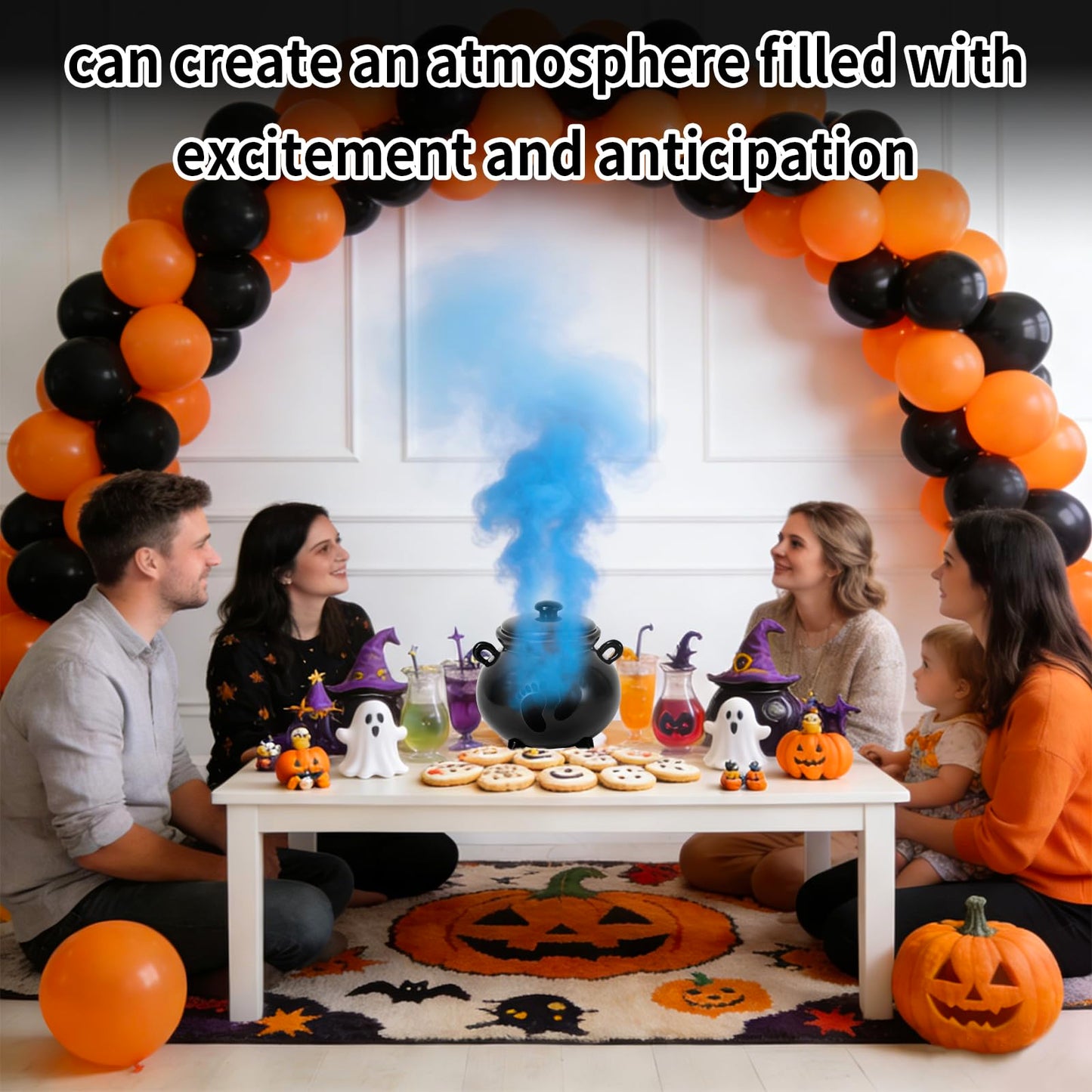 JarThenaAMCS Halloween Gender Reveal Party Decoration Black Witch Cauldron Baby Shower Table Centerpieces He or She Resin Footprint Cauldron with Lid for Birthday Party Supplies